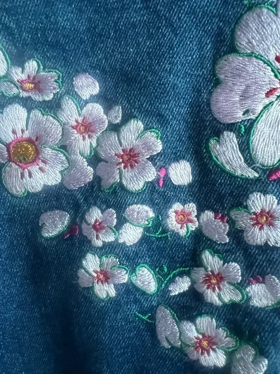 adidas Cherry Blossom Cropped Denim Jacket - Picture 6 of 9